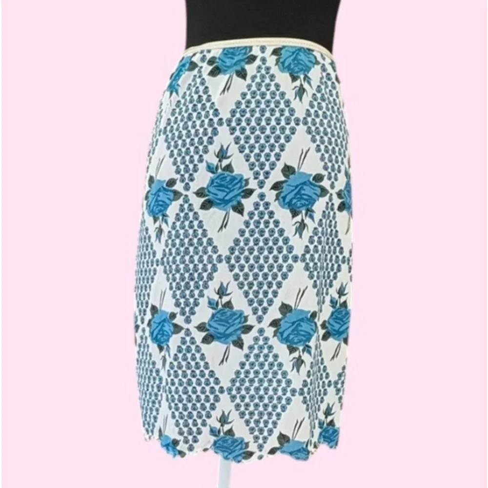 Vintage Blue Rose Slip Skirt 40s 50s - Picture 3 of 9